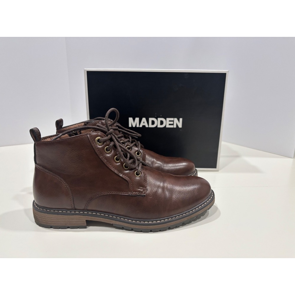 Steve Madden Mens Brown Lace UpSide Zip Ankle Boots with Ortholite Insole size 9
